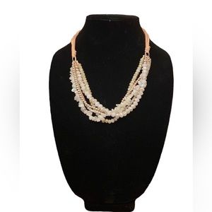 Beaded  necklace with leather